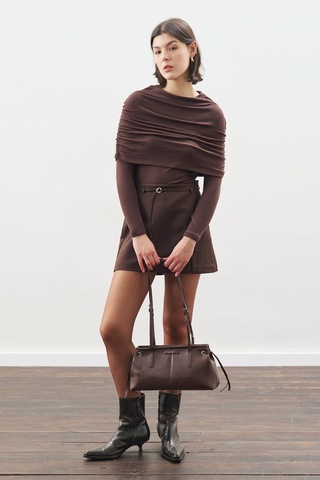 Büzgü Detaylı Bluz Acı Kahve Acı Kahve