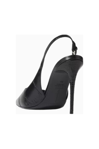Castle Black Black Suede Studio Branca 100 Siyah Deri Sivri Burun, 100mm Slingback Topuklu Ayakkabı 38