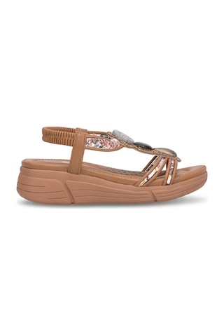 Guja 26y154-2 Kadın Taşlı Düz Sandalet Camel