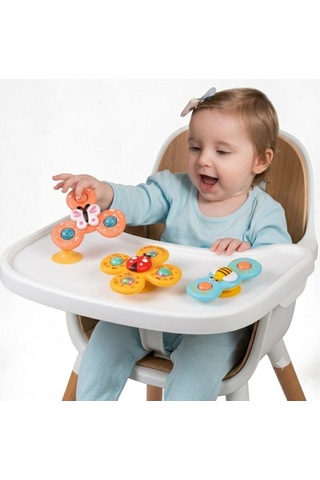3 Parça Renkli Set Vantuzlu Dönen Banyo Oyuncakları Çocuk