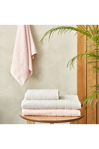 Karaca Home Vinos 4 Parça Banyo/Baş Havlusu Hamam Seti Pudra