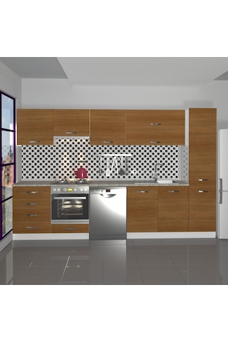 Decoraktiv Elite 325yq Ankastre Fırın Modüllü Mdf Hazır Mutfak Dolabı - Tezgah Dahil - Naturel Ceviz