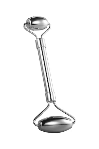 Kosona Cilt Bakımı İçin Paslanmaz Çelik İki Uçlu Masaj Rulosu - Kuru Ciltleri Giderme Ve Yuvarlanmaları Azaltma - Karton Kutuda Gümüş