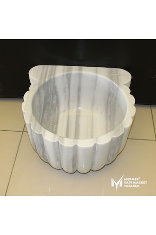 Marmara Beyaz Mermer Ince Dilimli Kulaksız Kurna