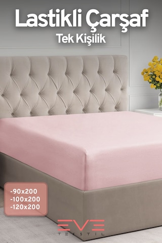 Eve Tekstil %100 Doğal Pamuk Tek Kişilik Rainforce Kumaş Lastikli Çarşaf Ve Yastık Kılıf Set Toz Pembe
