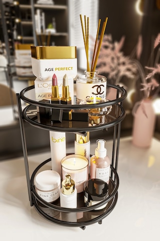 Bino Banyo Kozmetik Takı Düzenleyici Çok Amaçlı Organizer 2 Katlı Servis Sunum Tepsisi İkramlık Düzenleyici