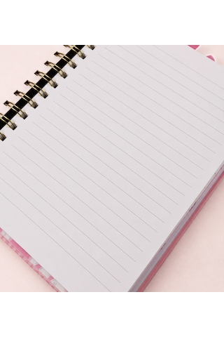 Pembe Fiyonk Temalı 4 Bölmeli Çizgili Defter & 10 Renkli Tükenmez Kalem Kırtasiye Seti