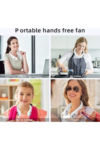 Boyun Fanı, Portatif Fan Kişisel Fan Eller Serbest Bladeless Boyun Fanı 3 Hız Ayarı 360 Soğutma Usb Giyilebilir, Beyaz Ekvcvy Beyaz