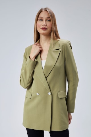 Açık Haki Oversize Dokuma Blazer Ceket Siyah