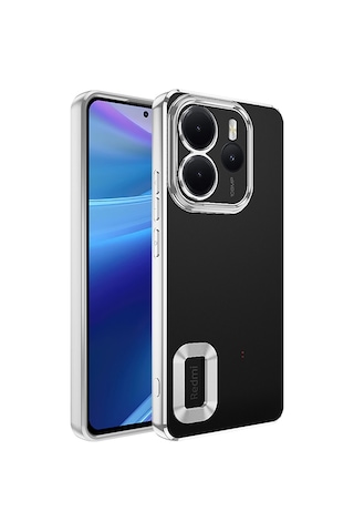 Ardemix Redmi Note 14 4g Kılıf Kamera Korumalı Logo Gösteren Omega Kapak - Gümüş Gümüş