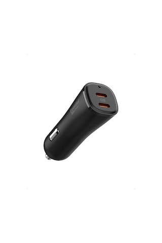 Spigen 50w Usb-c 2 Port Araç İçi Hızlı Şarj Aleti Samsung Pps Destekli Akım Korumalı Güç Adaptörü Çakmaklık İphone & Android & İpad & Macbook Type-c Pd 3.0 30w + 20w Ev502 Black Siyah