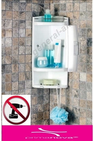 Primanova Banyo Köşe Rafı Kapaklı Şeffaf S05 Çok Renkli