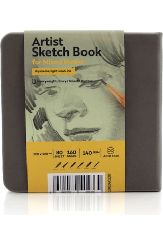 Tigertint Sketchbook Sert Kapak Eskiz Çizim Defteri 12x12 Cm Gri