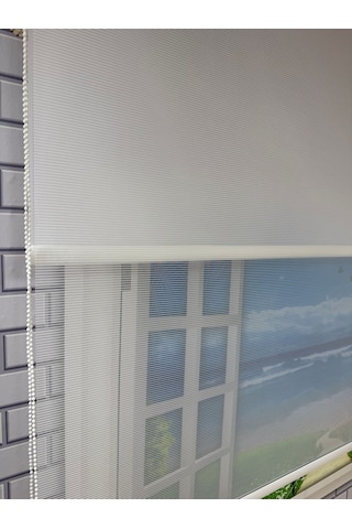 Çift Mekanizmalı Tül Ve Stor Perde - Model 9 Beyaz