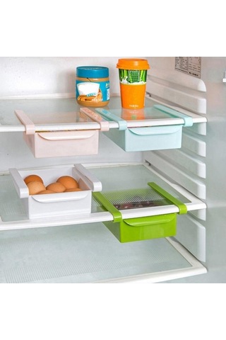 Pembe Slayt Mutfak Buzdolabı Dondurucu Space Saver Organizatör Depolama Raf Raf Tutucu
