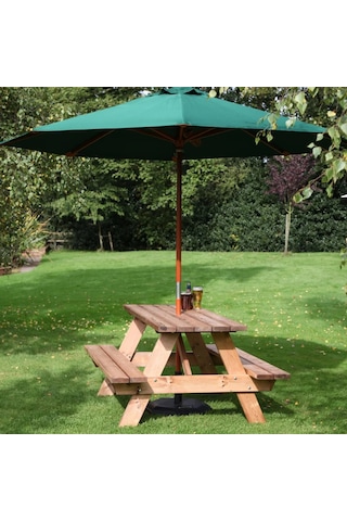 İahşap 6 Kişilik Ticari Tip Fırınlanmış Emprenyeli Ahşap Piknik Masası - 150 Cm Kahverengi