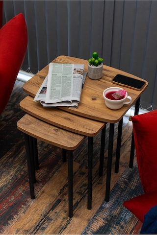 Arpelia Harmoni Zigon Sehpa 3'lü Siyah