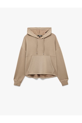Koton Regular Fit Modal Kumaş Uzun Kollu Kapüşonlu Kanguru Cepli Sweatshirt Kahverengi 7wak10021ek Kahve