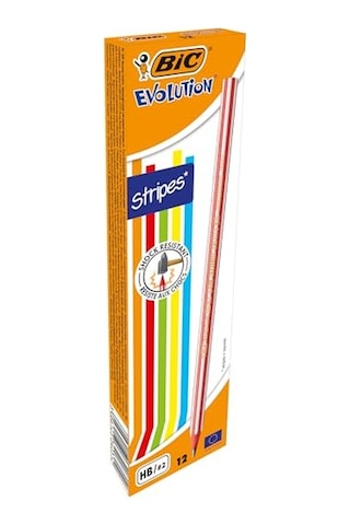 Evolution Stripes Kurşun Kalem 12'li Kutu,kıymık Oluşturmaz, Çiğnemeye Karşı Dayanıklı, Kolay Açılır Genel