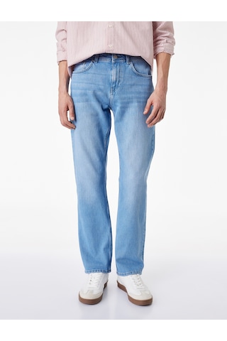 Koton Normal Bel Pamuklu Straight Fit Jean Pantolon - Mark Jean Orta İndigo 6sam40208nd