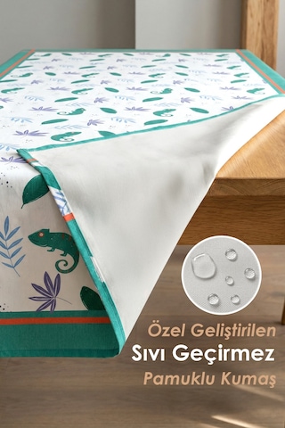 Dekoratif Baskılı Mutfak Salon Masa Örtüsü 150x150 cm Sıvı Geçirmez Ev Sunum Sofra Örtüsü Hameleons