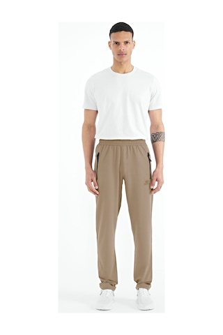 Tommy Life Bej Erkek Fermuarlı Üç Cepli Standart Kalıp Klasik Paça Eşofman Alt - 84768 Bej