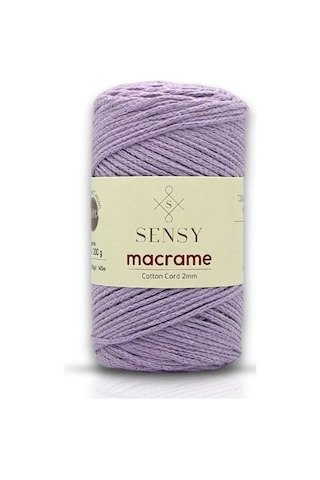 Sensy Premium Koton Pamuk Makrome İpi 2mm Cotton Zincir Makrome Çanta İpi Supla İpi Koton İp Lila