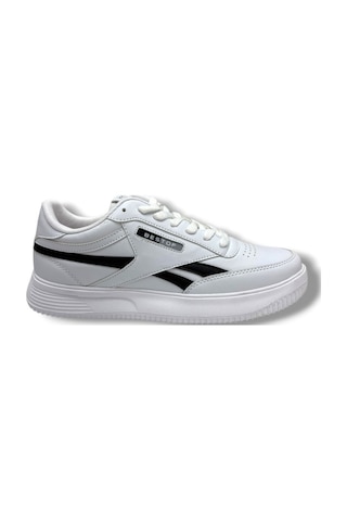 Best Of 2014-26 Cilt Deri Anatomik Bağcıklı Erkek Sneaker Beyaz Siyah Beyaz