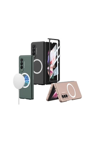 Galaxy Uyumlu Z Fold 3 Kılıf Wireless Şarj Özellikli Zore Kıpta M-safe Kapak