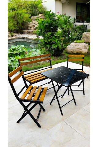 Modern Balkon Bahçe Mutfak Bistro Set Katlanır Masa-sandalye Sarı