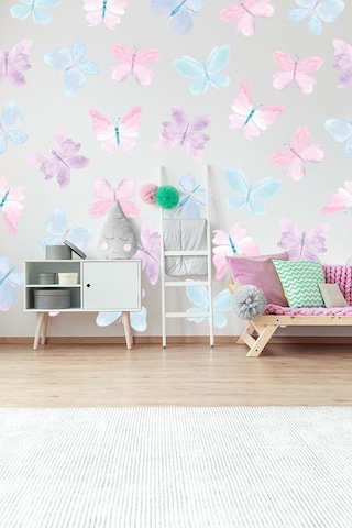 Pembe Kelebekler Temalı 20 Parça Çocuk Ve Bebek Odası Dekoratif Duvar Sticker Seti
