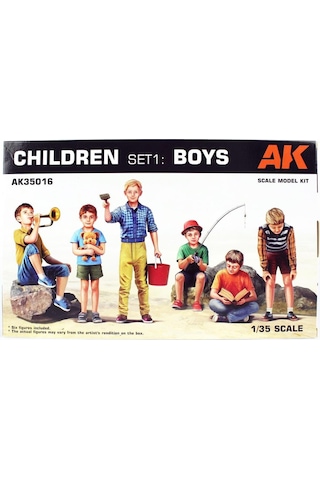 Ak 35016 1/35 Ölçek, 6 Adet Çocuk Figürleri, Plastik Figür Kiti-56251