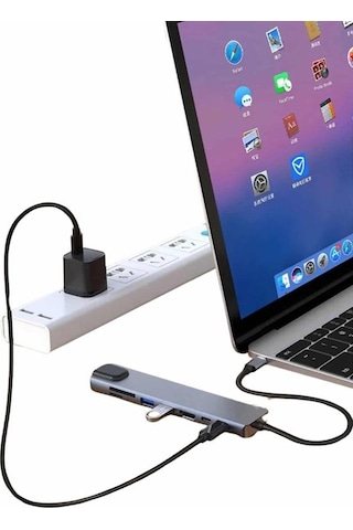 8 - 813 - Port Çoklayıcı Macbook Ile Uyumlu Çoğaltıcı Type-c Dönüştürücü Tf - Kmrsfres - Sd Kart
