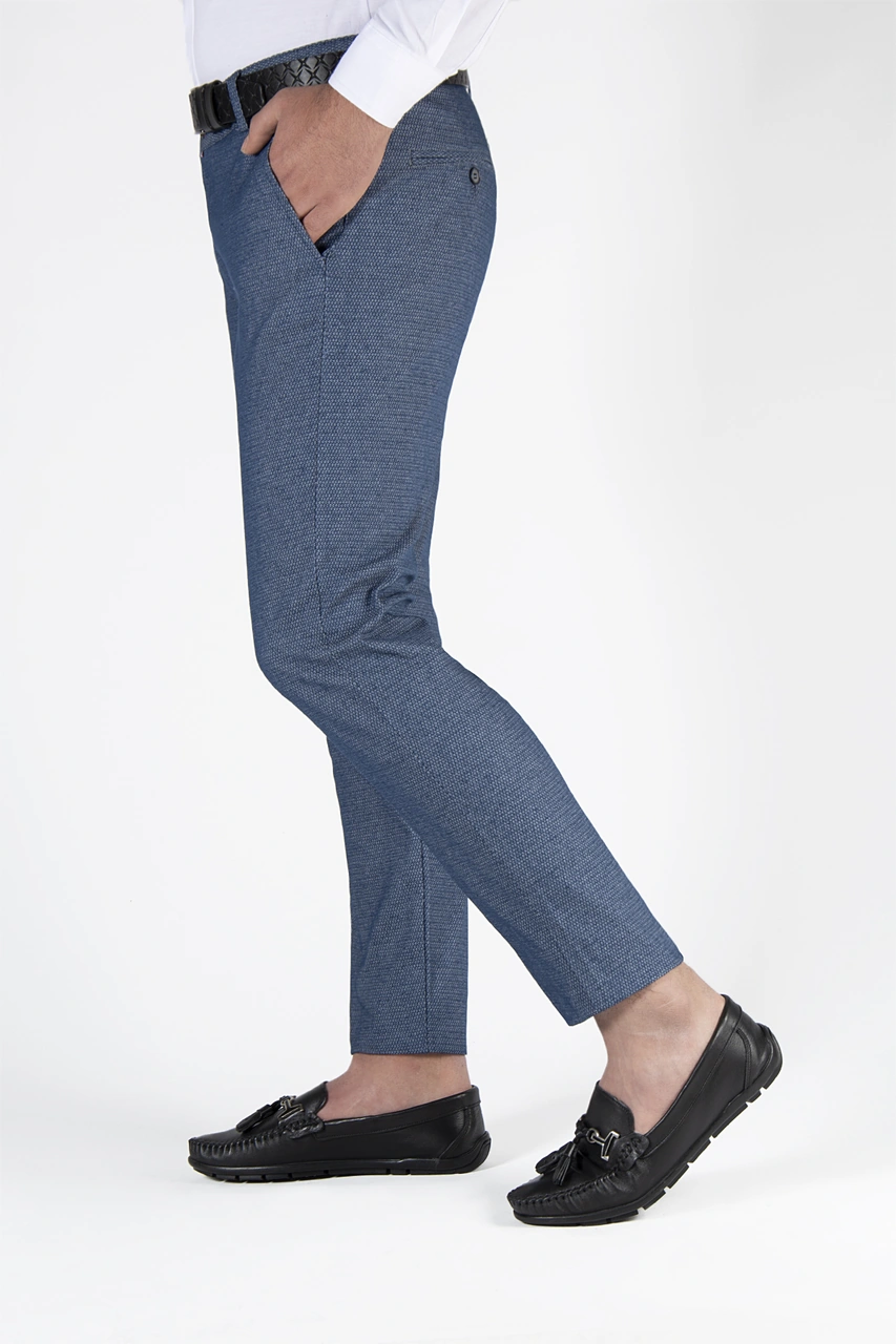Veaven Erkek Mavi Slim Fit Armürlü İtalyan Kesimketen Pantolon Çok Renkli12