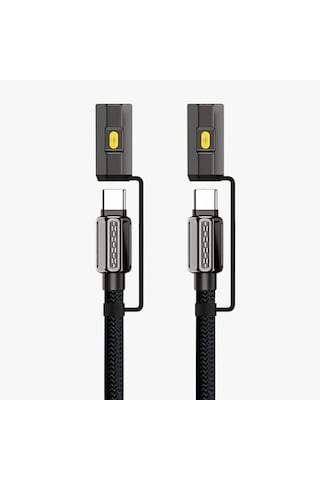 Led Fener Ve Alevsiz Çakmak Fonksiyonlu Type-c Şarj Ve Data Kablosu 120 Cm Siyah