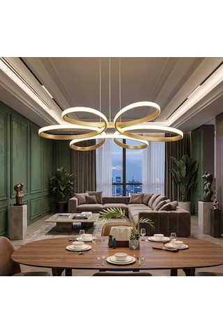 Lzy Avize Store Yonca 6 Lı Eskitme Plafonyer Salon Mutfak Çocuk Odası Yemek Masası Ve Antre İçin Modern Led Eskitme - Gold