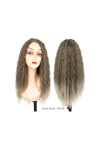 Afro Su  Dalgası Peruk Fiber Sentetik Küllü Kumral Koyu Platin Ombre