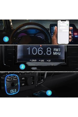 Wireless Bluetooth 5.0 Fm Transmitter Dual Usb Car Charger,car Radio Adapter Music Player Support Usb/sd Card.