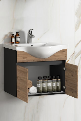 Yıldız 65 Cm Antrasit Gri-atlantik Çam Mdf Asma Banyo Alt Dolap Antrasit - Atlantik Çam