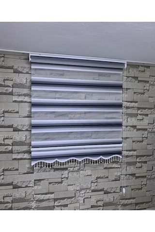 Siyah Gri Beyaz Geniş Plise Zebra Stor Perde Tüm Ölçülerde