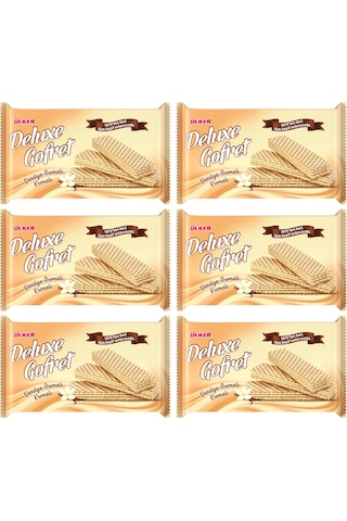 Ülker Deluxe Gofret Vanilya Aromalı Kremalı 220 G X 6 Adet