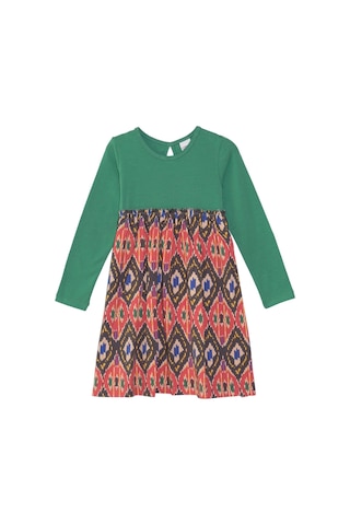 Lovetti Deniz Yeşili Kız Çocuk Kilim Desen Uzun Kol Elbise 7910H007 Yeşil