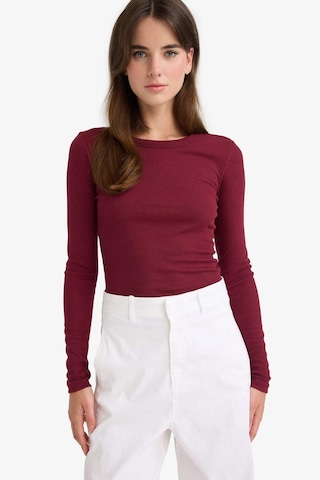 Defacto Slim Fit Dar Kesim Basic Düz Fitilli Kaşkorse Uzun Kollu Tişört E5767ax25aubr115 Bordo