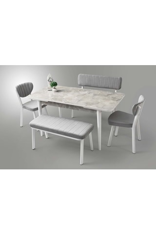 Mobilgen Rambla 120+30 Kelebek Tekno Kenar Hg Açılabilir Masa Mermer Desen