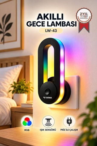 Delux Serisi Gece Lambası Lw43 Siyah Salon Işığı Dekor Aydınlatma Priz Armatürü