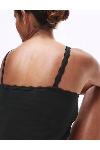 Marks & Spencer 3'lü Pamuklu Dantel Kenarlı Atlet T32004536 Siyah