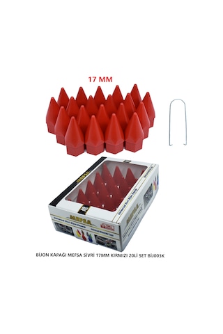 Bijon Kapağı Sivri 17 Mm Kırmızı 20 Li Set