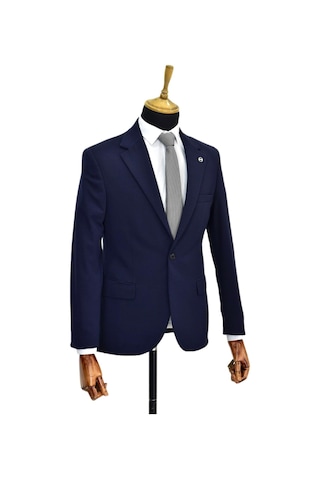 Erkek Lacivert Tek Spor Ceket Çift Yırtmaçlı Bgl-st03974 Lacivert