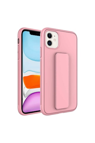 Apple Uyumlu iPhone 12 Kılıf Zore Qstand Kapak Pembe