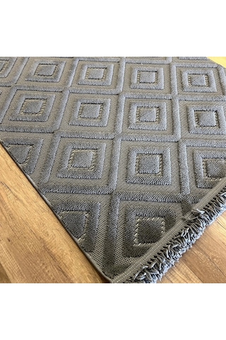 Hoom Rugs Design 1089 Antrasit Desensiz Yumuşak Dokulu İskandinav Halı Antrasit